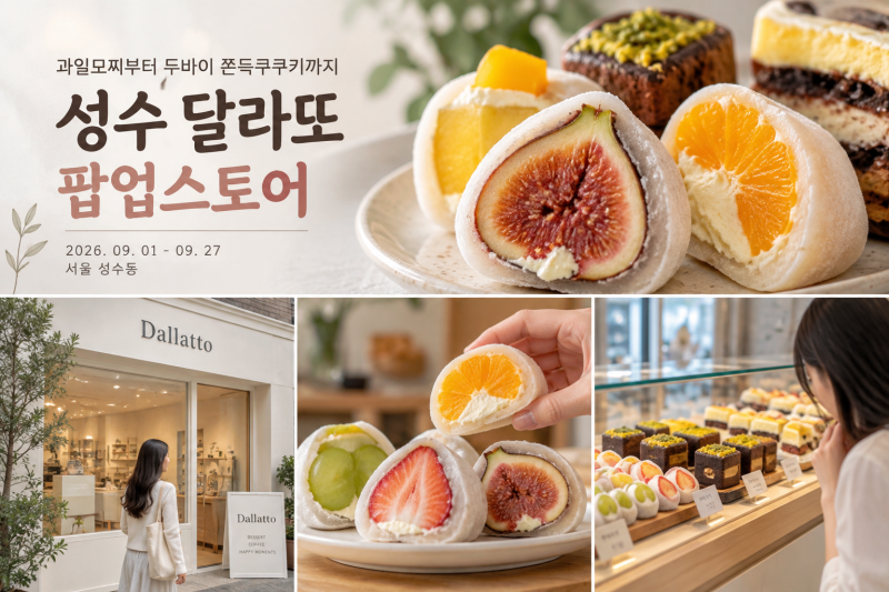 성수 달라또 팝업, 과일모찌만 있는 줄 알았는데 두바이 쫀득쿠키까지?