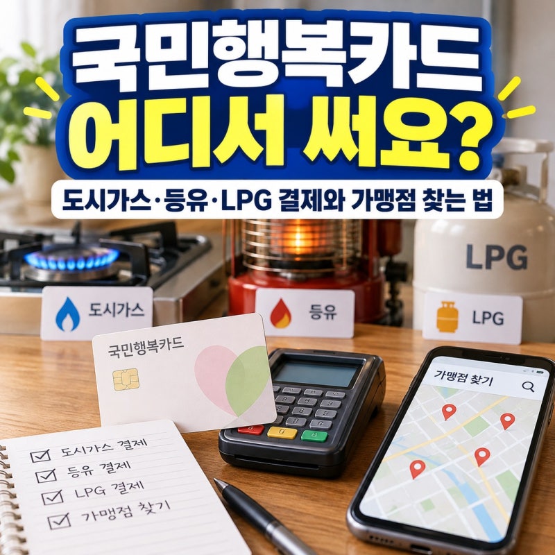 에너지바우처 국민행복카드 사용방법, 도시가스·등유·LPG 결제와 가맹점 찾는 법