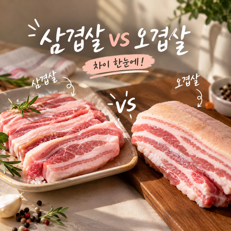 삼겹살 vs 오겹살 차이! 부위·껍데기·식감부터 구이·수육 활용법까지