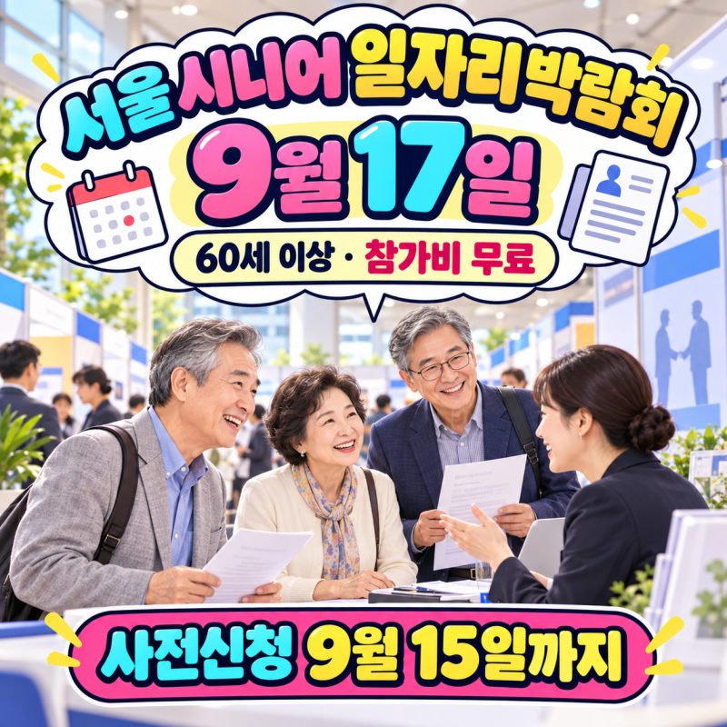 서울 시니어 일자리박람회 2026｜60세 이상, 9월 15일까지 무료 사전신청·현장면접 준비물