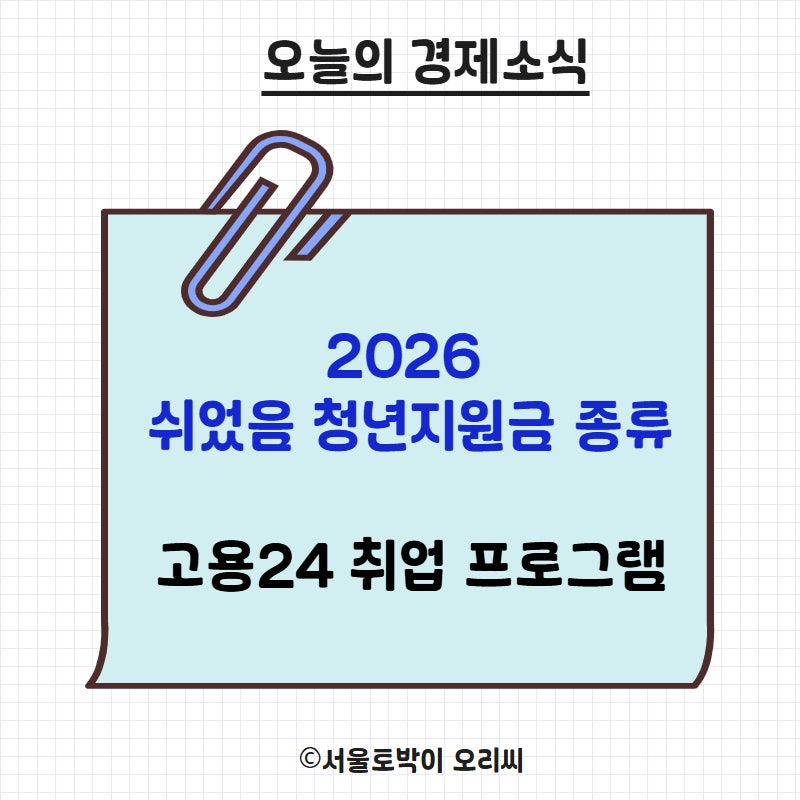 2026 쉬었음 청년지원금 종류 고용24 취업 프로그램