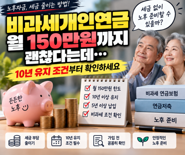 비과세개인연금 월 150만원까지 괜찮다는데…10년 유지 조건부터 확인하세요