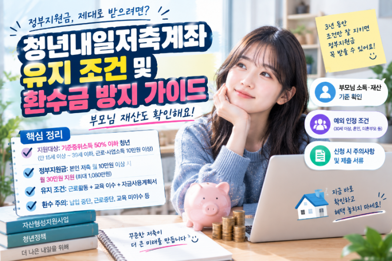 청년내일저축계좌 유지 조건 및 환수금 방지 가이드｜정부지원금 놓치지 않는 법