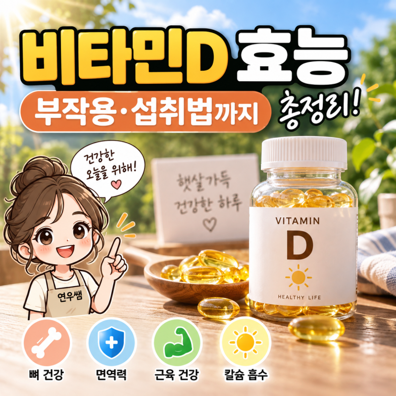비타민디효능 총정리! 뼈 건강부터 부작용, 효과적인 섭취 방법까지