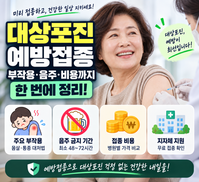대상포진 예방접종 부작용 몸살 대처법 음주 금지 기간 및 접종 비용 총정리