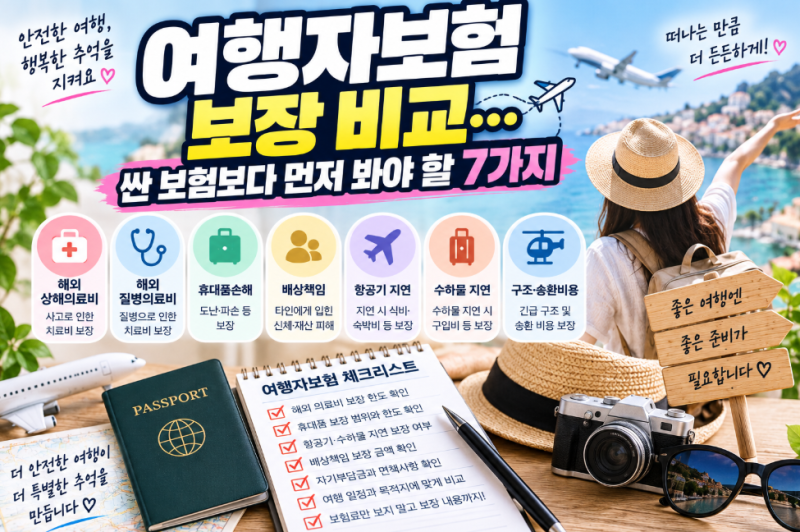 여행자보험 보장 비교, 싼 보험만 골랐다가 놓치기 쉬운 7가지