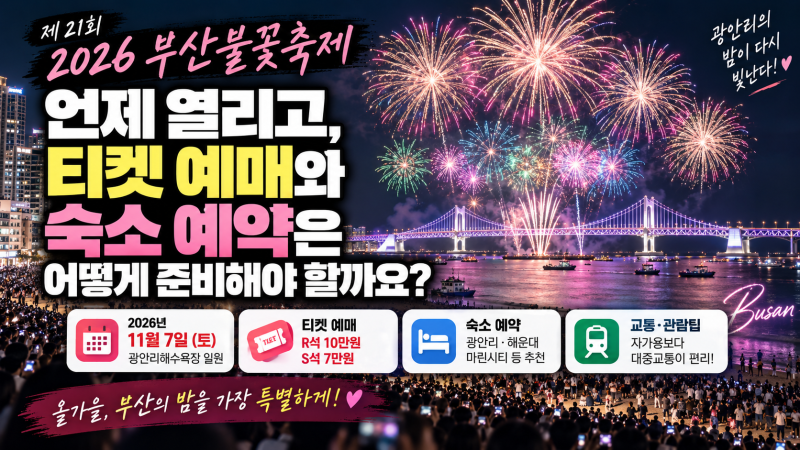 부산 불꽃축제 2026 총정리｜11월 일정·주차·티켓 예매·가격·숙소 추천