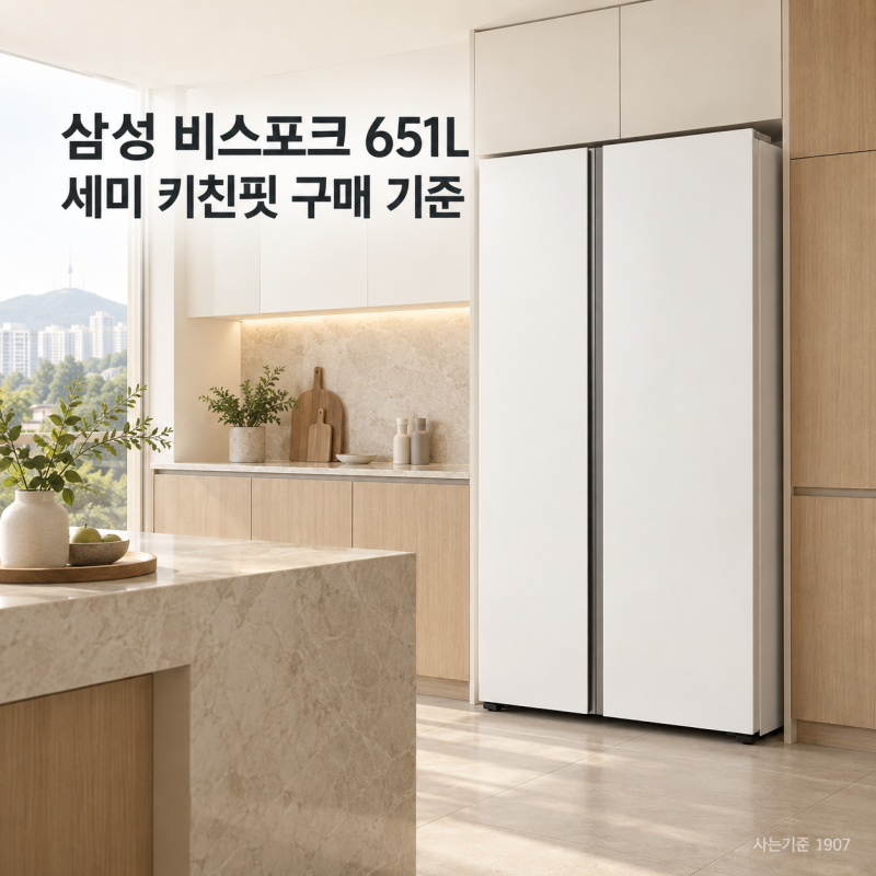 최종 체감가 131만원대 삼성전자 냉장고 비스포크 500리터 이상 651L 비스포크 세미 키친핏냉장....