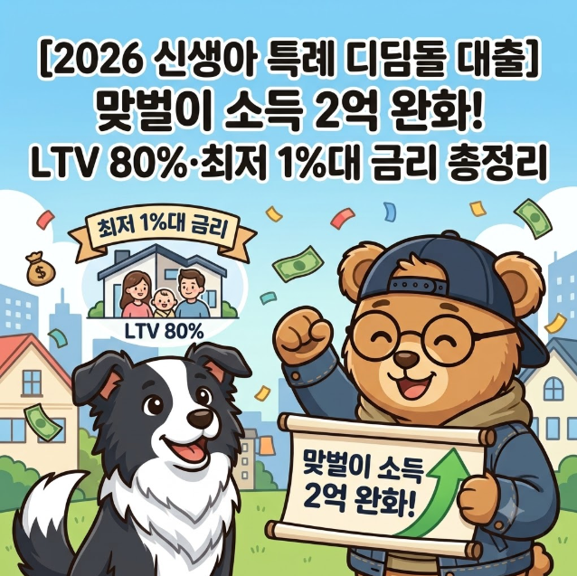 [2026 신생아 특례 디딤돌 대출] 맞벌이 소득 2억 완화! LTV 80%·최저 1%대 금리 총정리