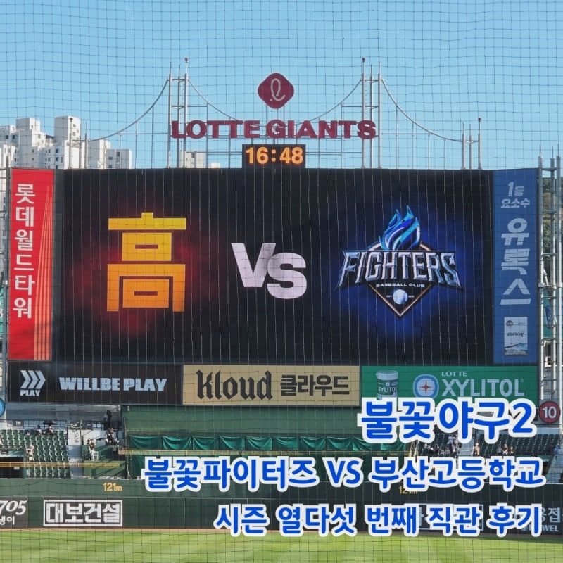 불꽃야구 시즌2 직관 후기 불꽃 파이터즈 VS 부산고등학교 사직야구장 22구역 3열 스포없음