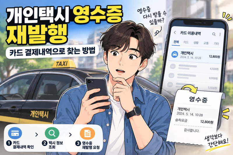 [2026 최신] 개인택시 영수증 재발행 카드 결제내역으로 찾는 방법 총정리