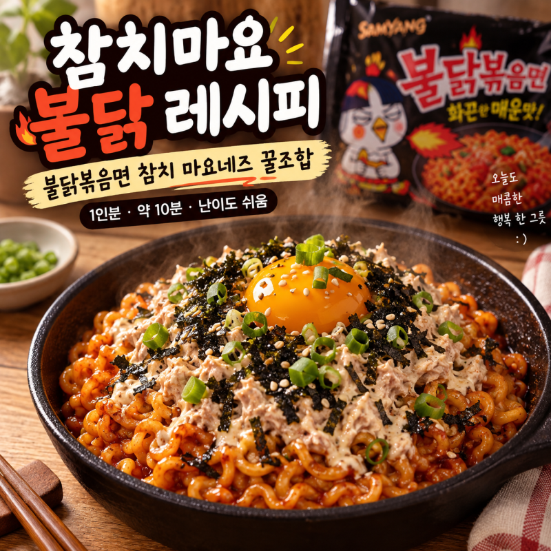 참치마요 불닭 레시피｜불닭볶음면 참치 마요네즈 꿀조합 만드는 법