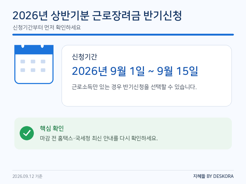 근로장려금 반기신청, 2026년 상반기분 신청 전 확인할 순서