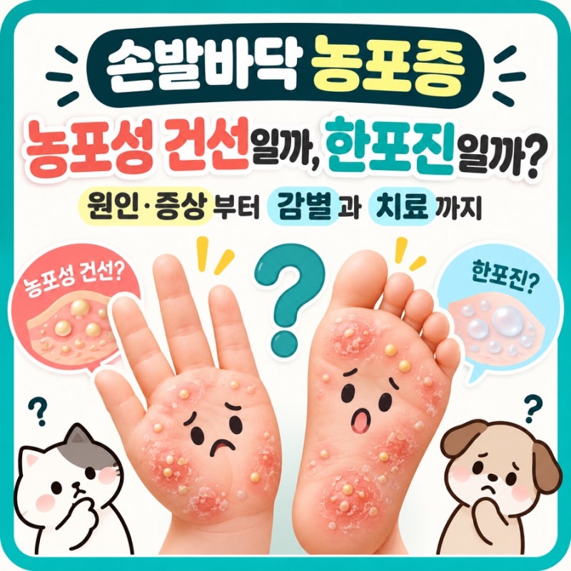 [손발바닥 농포증] 농포성 건선일까, 한포진일까? 원인·증상부터 감별과 치료까지