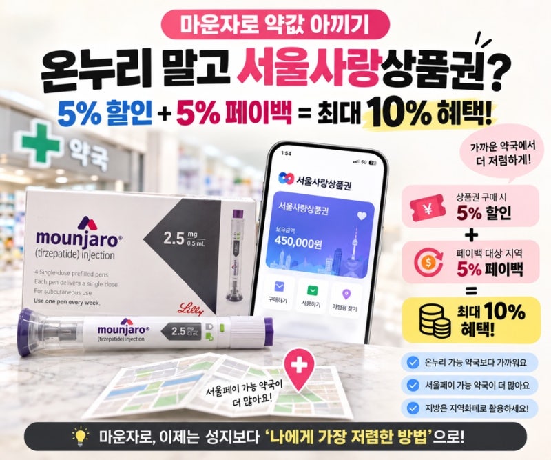 마운자로 성지 약국 찾다가 서울사랑상품권으로｜5% 할인+5% 페이백