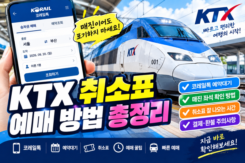 KTX 취소표 예매 방법｜코레일톡 예약대기·매진 좌석 잡는 팁