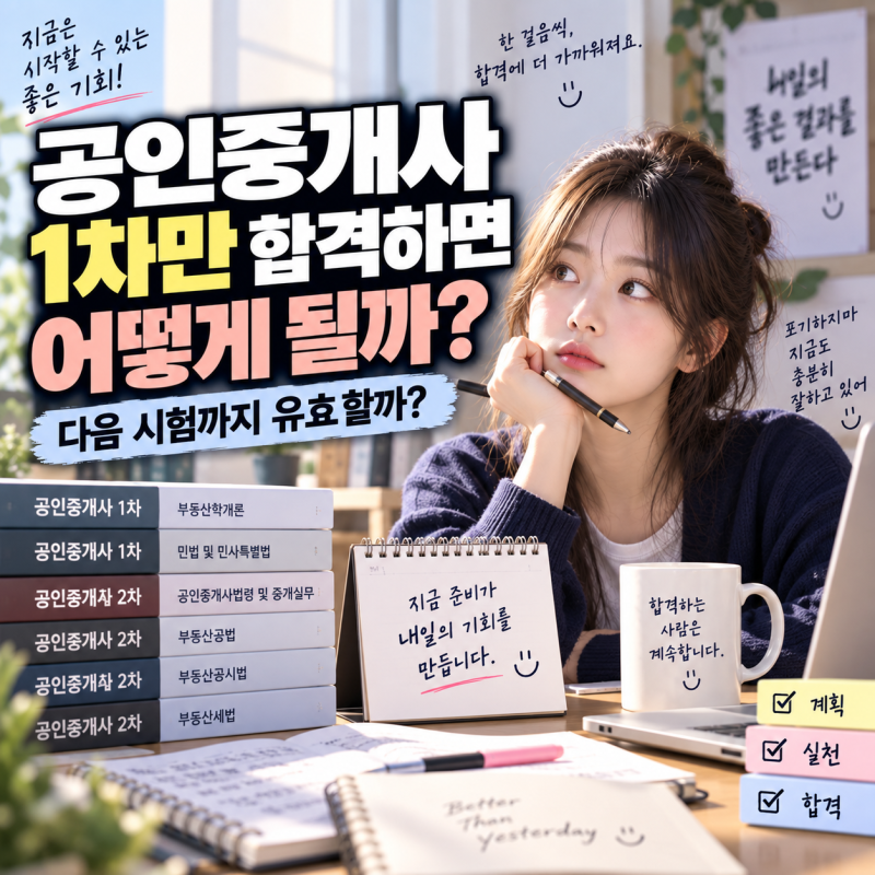 공인중개사 1차만 합격하면 어떻게 될까? 다음 시험까지 유효할까