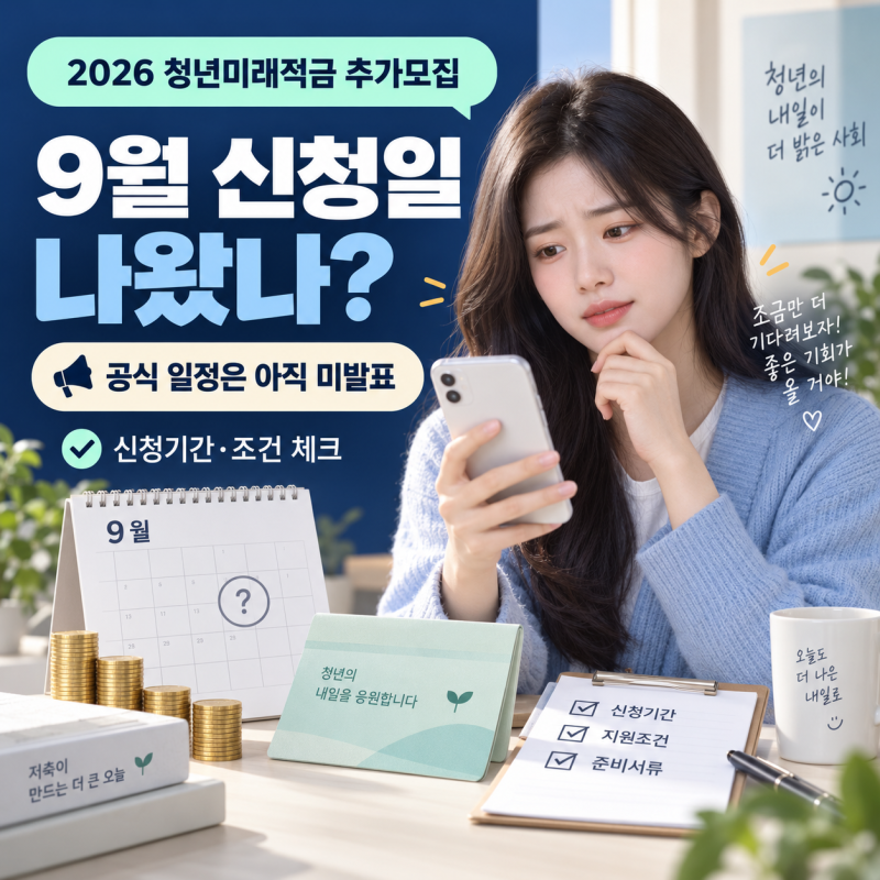 2026 청년미래적금 추가모집 언제? 9월 신청기간·재신청 조건 지금 확인할 것