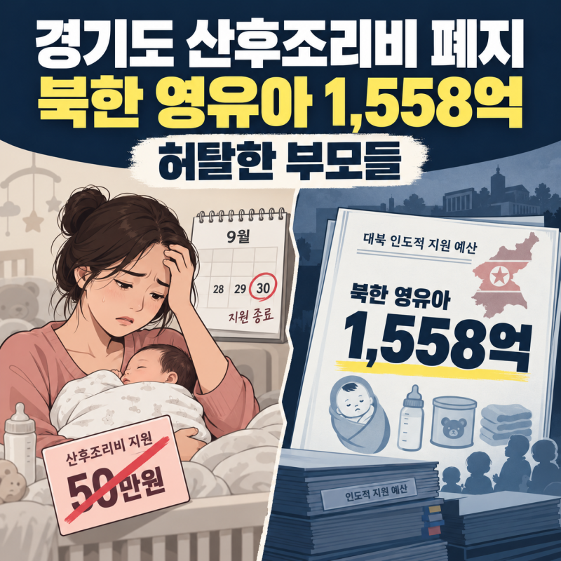 경기도 산후조리비 폐지 북한 영유아 1558억 예산에 허탈한 부모들