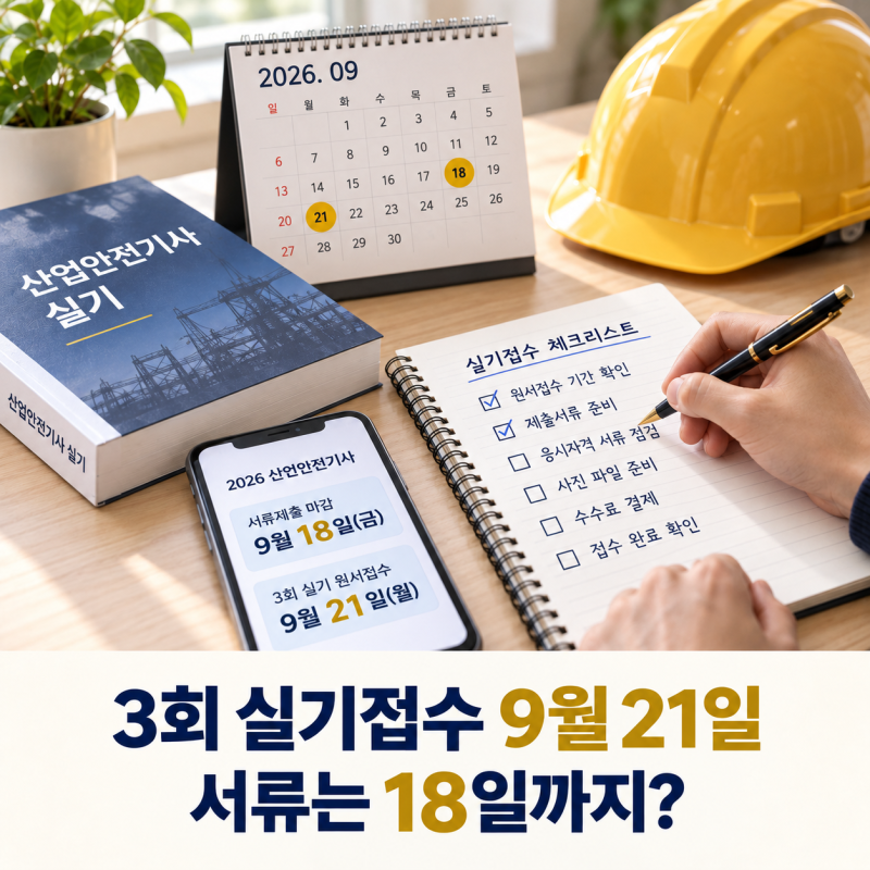 2026 산업안전기사 3회 실기접수 언제? 21일 시작·서류 18일 마감