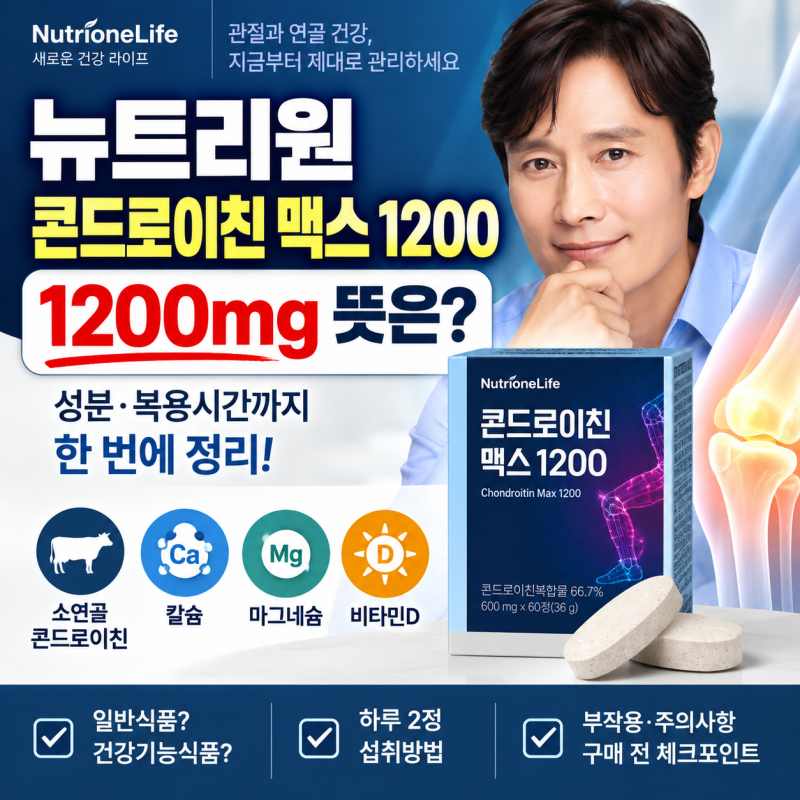 뉴트리원 콘드로이친 맥스 1200, 1200mg 뜻은? 성분·복용시간까지 정리