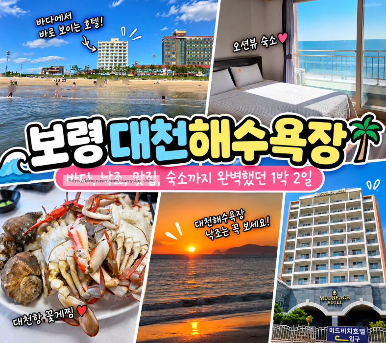 [보령 여행-①탄] 보령 대천해수욕장 1박2일 대천항수산시장 꽃게찜 & 머드비치호텔숙박후기