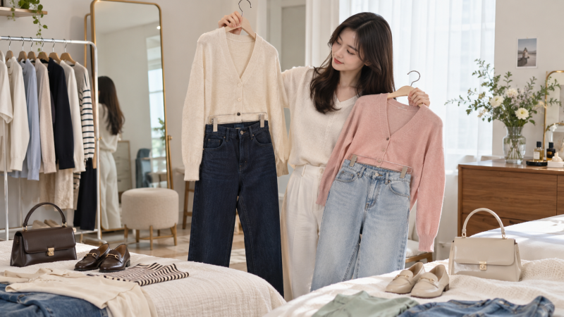 여성 가디건을 청바지·스커트·원피스와 세련되게 코디하는 방법
