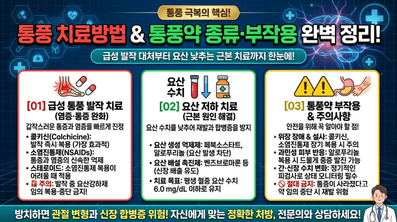 통풍 치료방법, 통풍약 종류와 부작용 요산 낮추는 치료까지