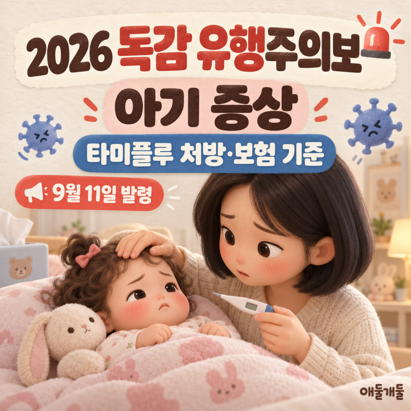 2026 독감 유행주의보 아기 증상 타미플루 처방 보험 기준은?