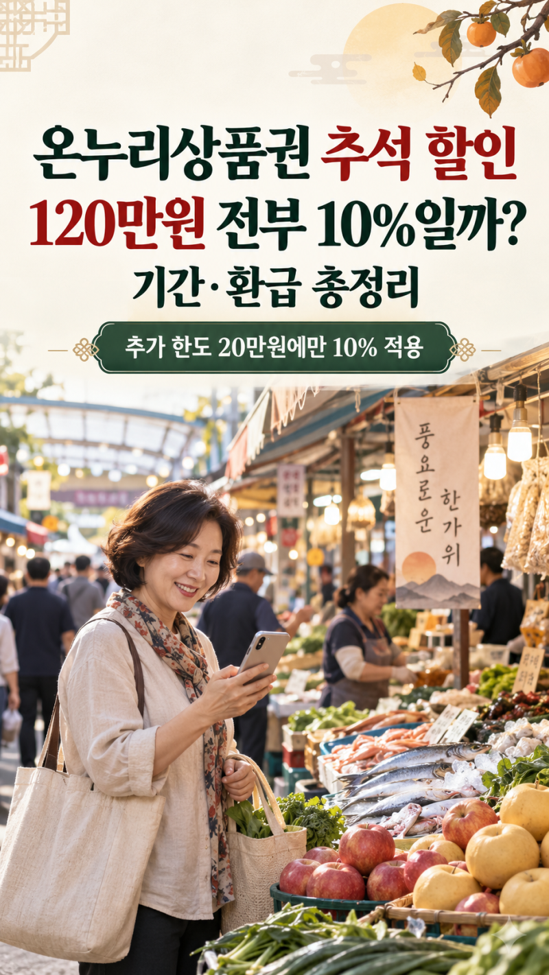 온누리상품권 추석 할인, 120만원 전부 10%일까? 기간·환급 총정리