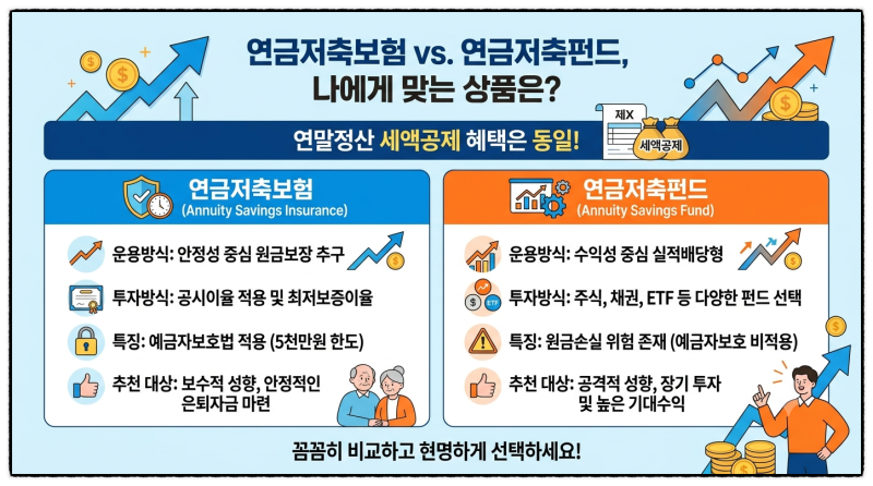 연금저축보험과 연금저축펀드, 연말정산 세액공제는 같지만 운용방식은 다르다. 나에게 맞....