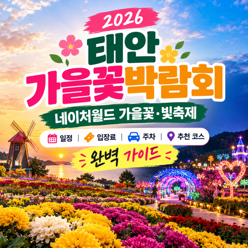 [2026 태안 가을꽃박람회] 네이처월드 가을꽃·빛축제 일정, 입장료, 주차, 추천 코스 완벽 가....