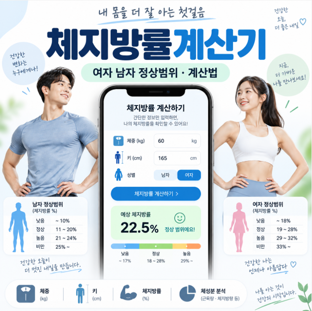 체지방률계산기, 여자 남자 정상 체지방률과 계산법 한번에 확인