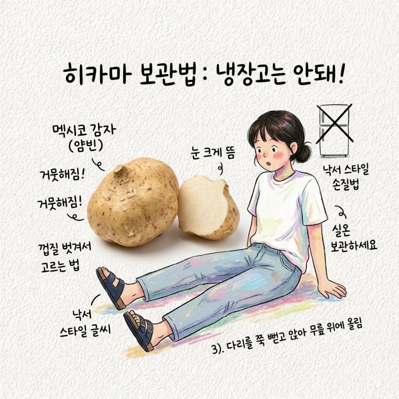 멕시코감자 히카마 보관법 얌빈 손질법 먹는법 껍질 벗기기 고르는 법
