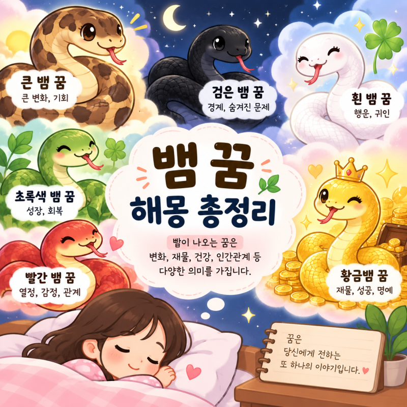 뱀 꿈 해몽 총정리｜큰 뱀·검은 뱀·흰 뱀·황금뱀·물리는 꿈 뜻