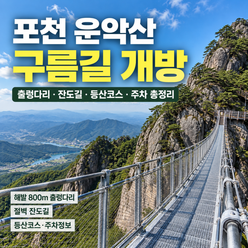 포천 운악산 구름길 개방, 출렁다리·잔도길·등산코스·주차 총정리
