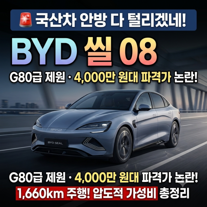 "국산차 안방 다 털리겠네" BYD 씰 08 공개, G80급 차체에 4,000만 원대 파격가 논란