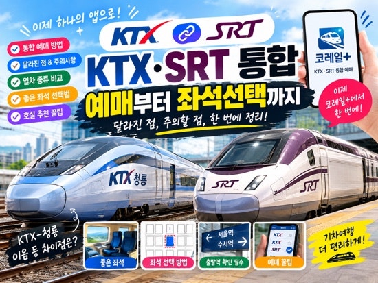 KTX·SRT 통합 총정리｜예매 방법부터 KTX 청룡·이음 차이, 좋은 좌석 선택법까지