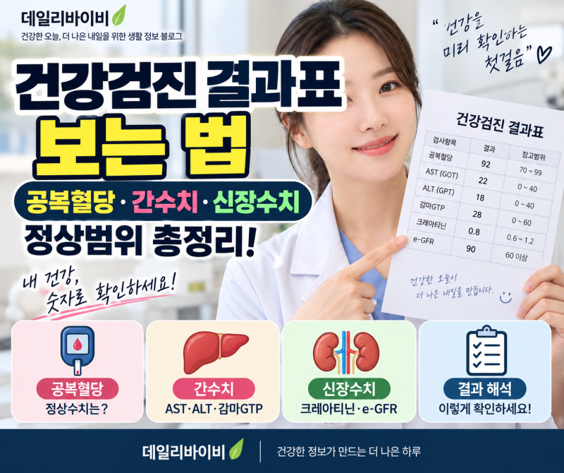 건강검진 결과표 보는 법｜공복 혈당·간 수치·신장 수치 정상 범위 총정리