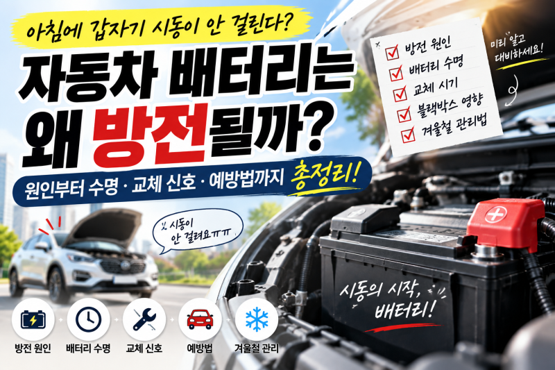 자동차 배터리는 왜 방전될까? 방전 원인부터 수명·교체 신호·예방법까지 총정리