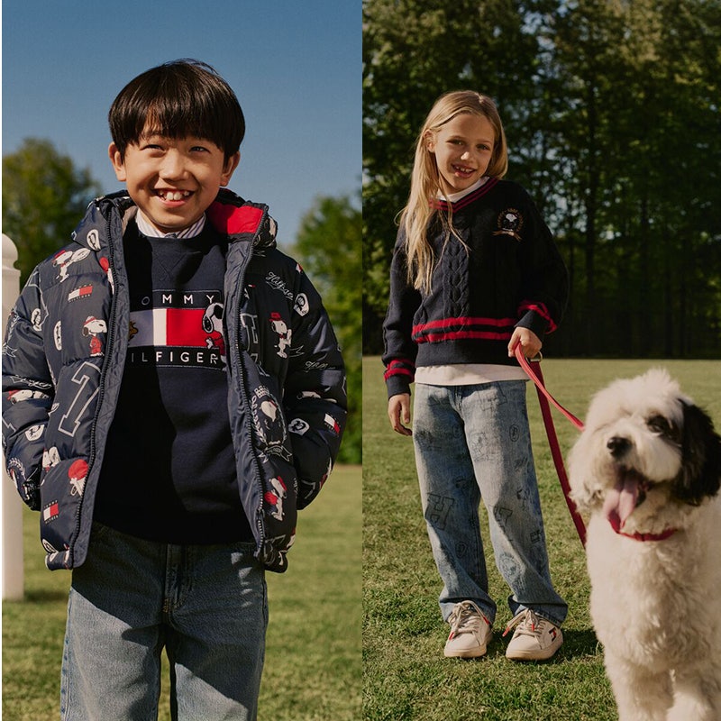 가을 컬렉션 등교룩 타미 힐피거 키즈 피너츠 바시티 자켓 니트 스웨터 프레피룩 Tommy Hilfiger ....