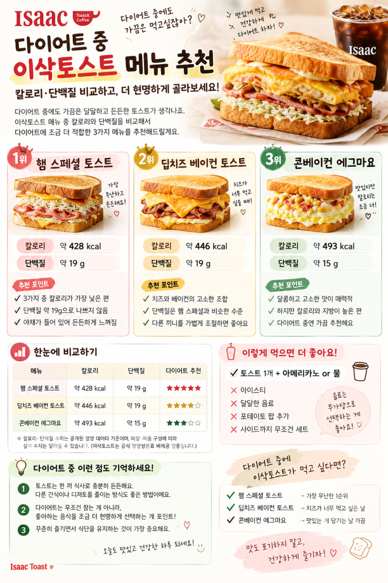 다이어트중 이삭토스트 추천 메뉴