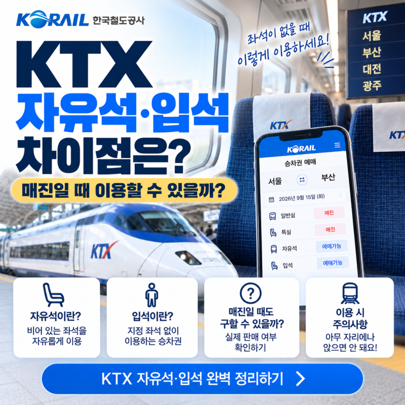 KTX 자유석·입석 차이｜매진일 때 이용할 수 있을까?