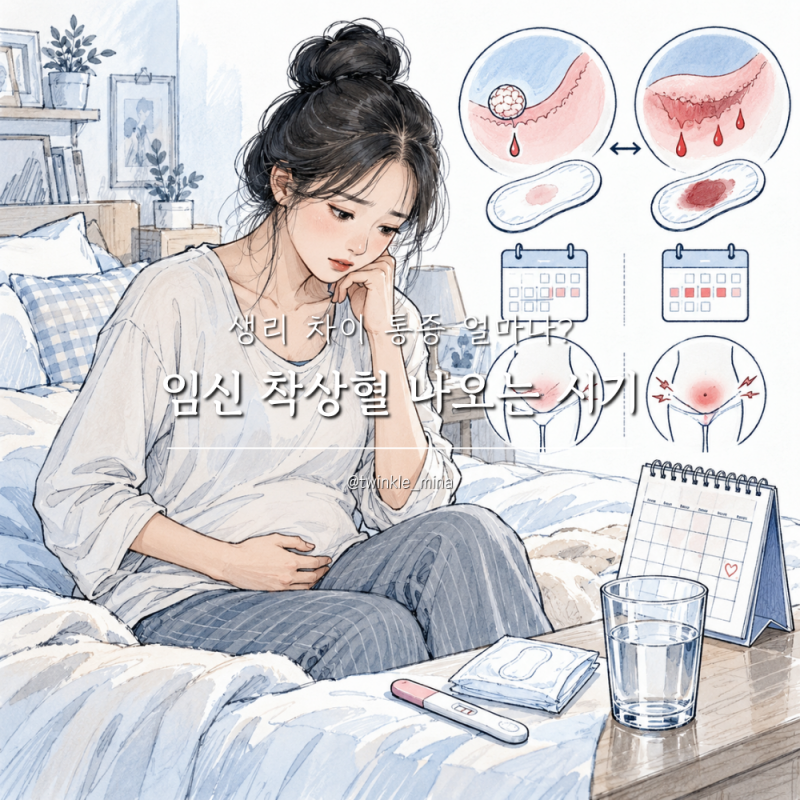 임신 착상혈 나오는 시기 생리 차이 통증 얼마나?