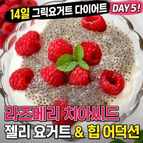 그릭요거트 다이어트 5일 차! 라즈베리 치아씨드 젤리 식단 & 힙 애플힙 운동 루틴