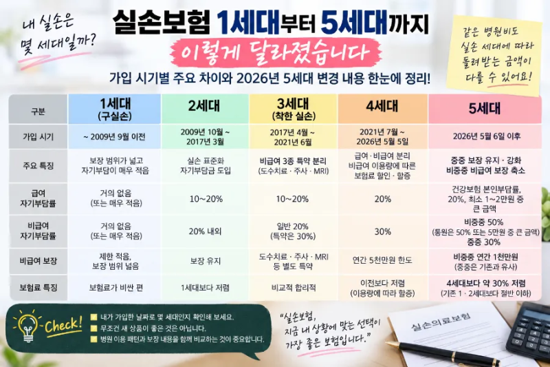 실손보험 1세대부터 5세대까지 뭐가 달라졌을까?