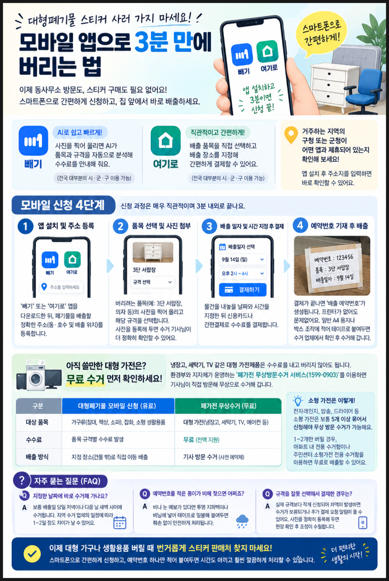 대형폐기물 스티커 사러 가지 마세요! 모바일 앱으로 3분 만에 버리는 법