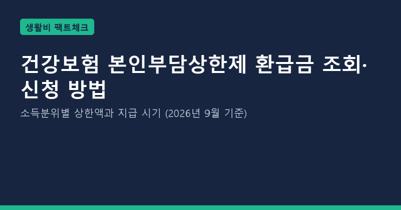 건강보험 본인부담상한제 환급금 조회·신청 방법: 소득분위별 상한액과 지급 시기 (2026년 9....