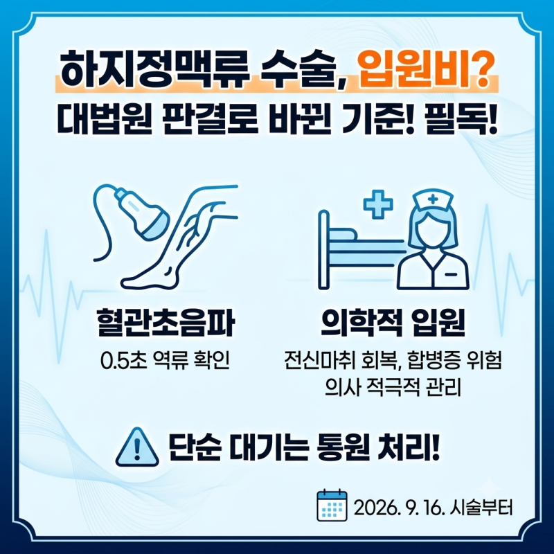 하지정맥류 수술 받기 전 필독! 변경된 보험 입원 인정 기준 완벽 정리