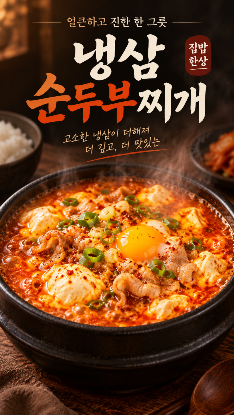 냉삼으로 끓인 얼큰한 순두부찌개 레시피 고소하고 진한 집밥 한 그릇